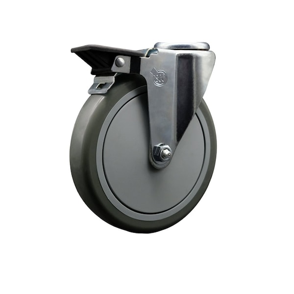 6'' Gray Poly Wheel Swivel Bolt Hole Caster with Posi Lock Brake